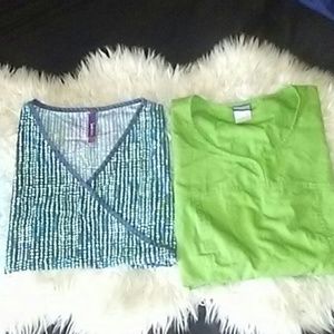 2 scrub shirts